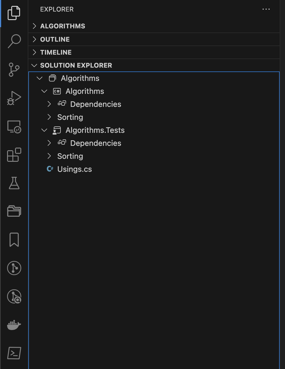 Solution Explorer showing a solution with two projects